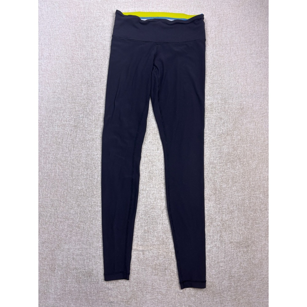 Lululemon Black Striped Waistband Yoga Leggings Womens Size 6 Athleisure